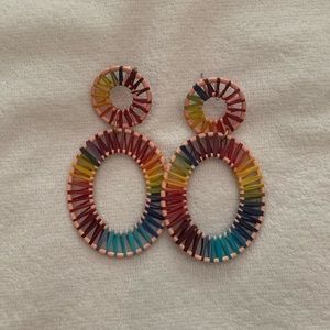 Rainbow Raffia Statement Earrings